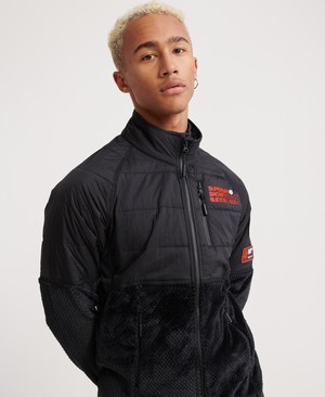 Superdry Blizzard Fleece Cipzár Midlayer Férfi Kabát Fekete | JREQH2134